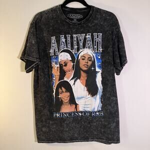 Aaliyah Shirt Mens Medium Black‎ Princess of R&B Graphic Tee Vintage Style 2000s